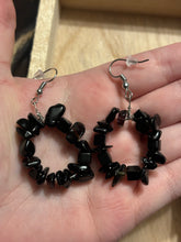 Load image into Gallery viewer, Obsidian Crystal Chip Dangle Earrings
