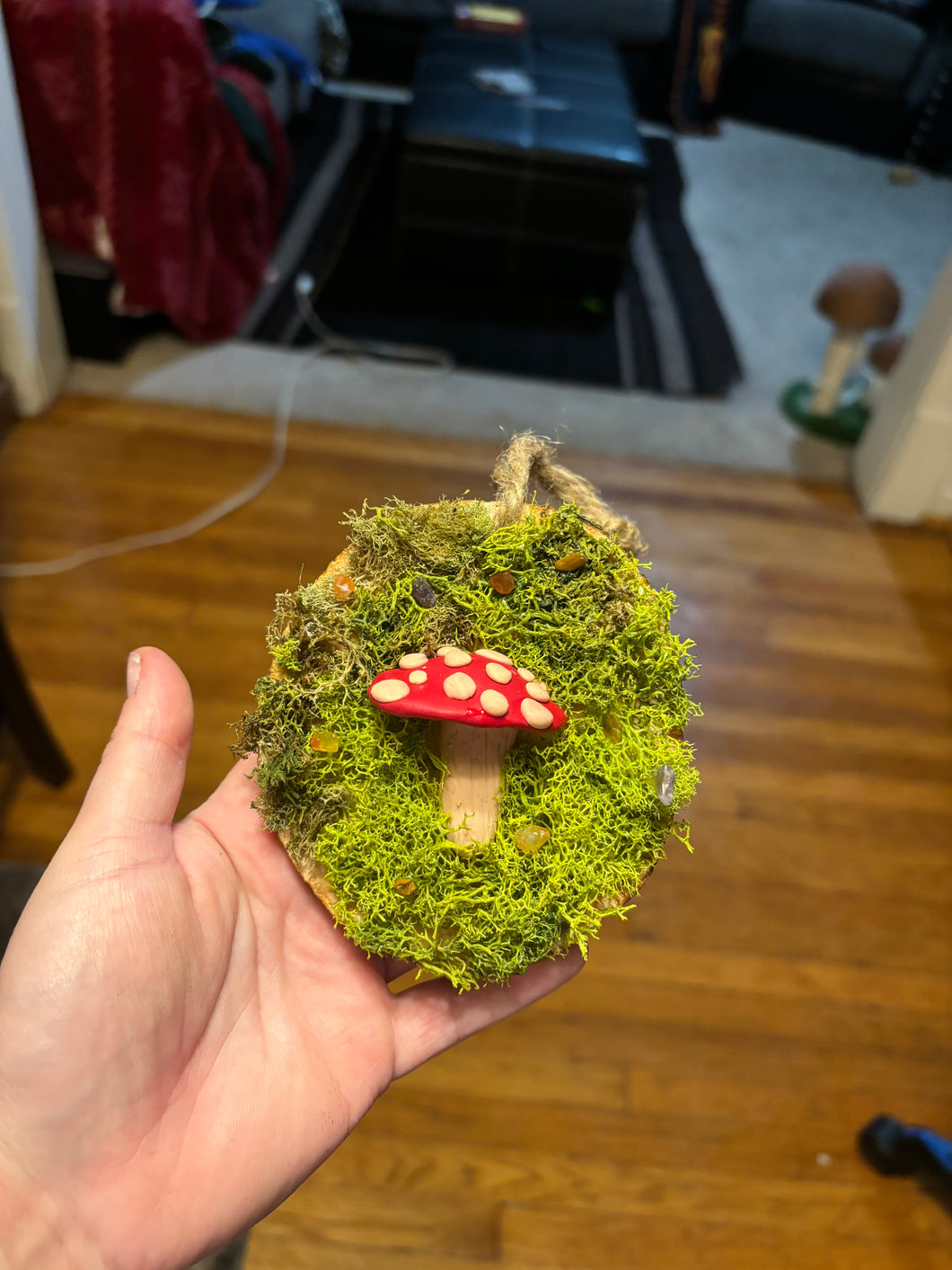 Wooden Mossy Mushroom Wall Art.