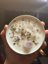 Load image into Gallery viewer, “Lavender Vanilla” Scented Teacup Crystal Candle
