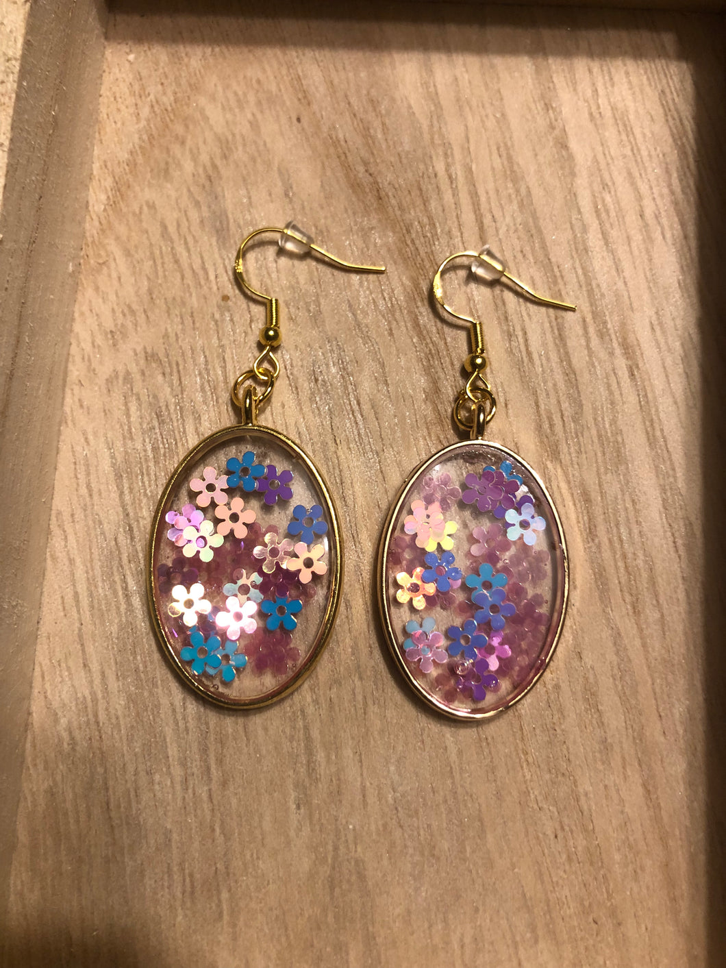 Holographic Flower Dangle Earrings