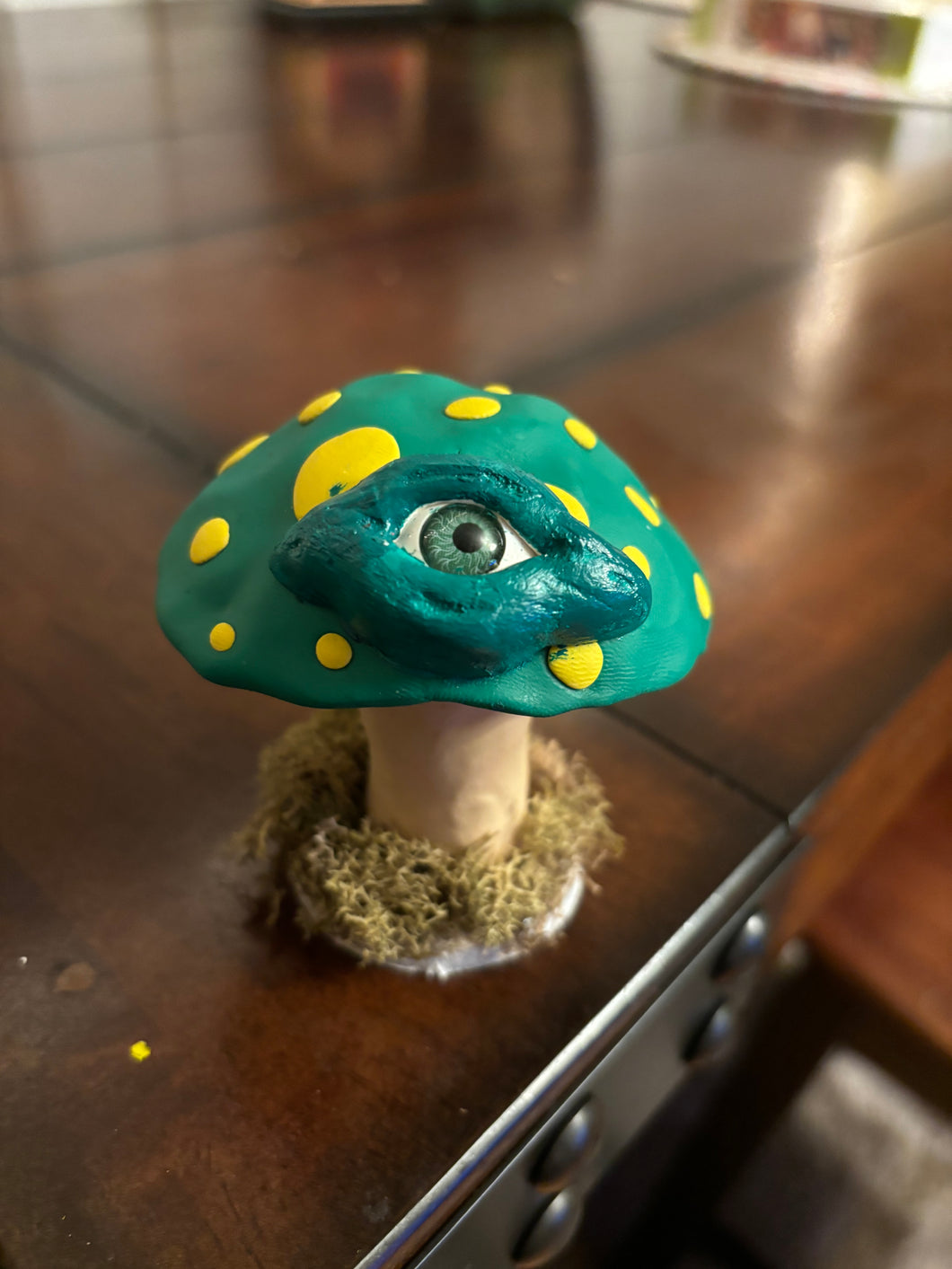 Green & Yellow Mushroom Sculpture