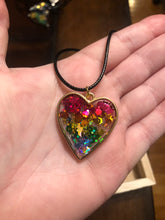 Load image into Gallery viewer, Rainbow Glitter Heart Necklace
