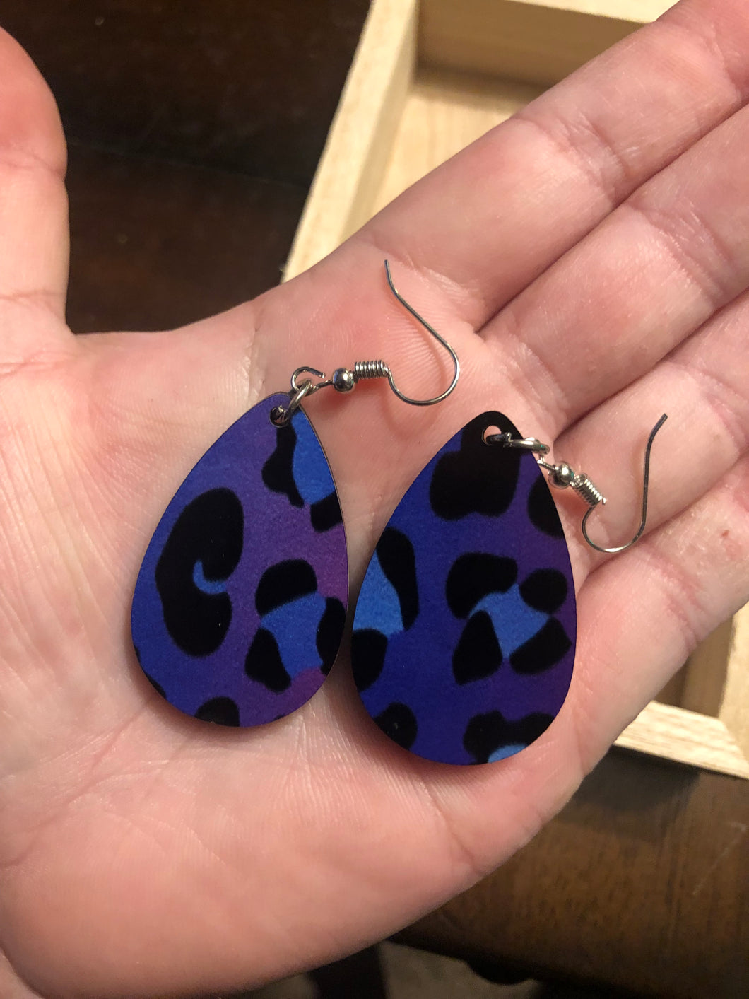 Purple/Blue Cheetah Print Earrings