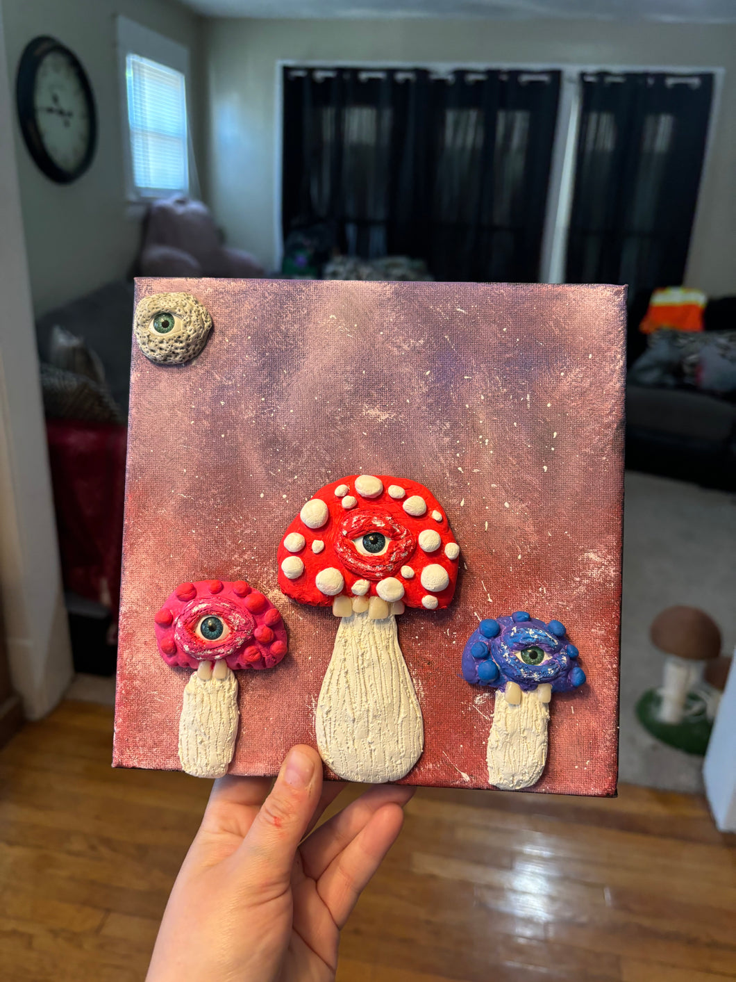 Trippy 3D Mushroom Family Artwork