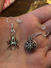 Load image into Gallery viewer, Spider &amp; Web Dangle Earrings
