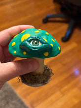 Load image into Gallery viewer, Green &amp; Yellow Mushroom Sculpture
