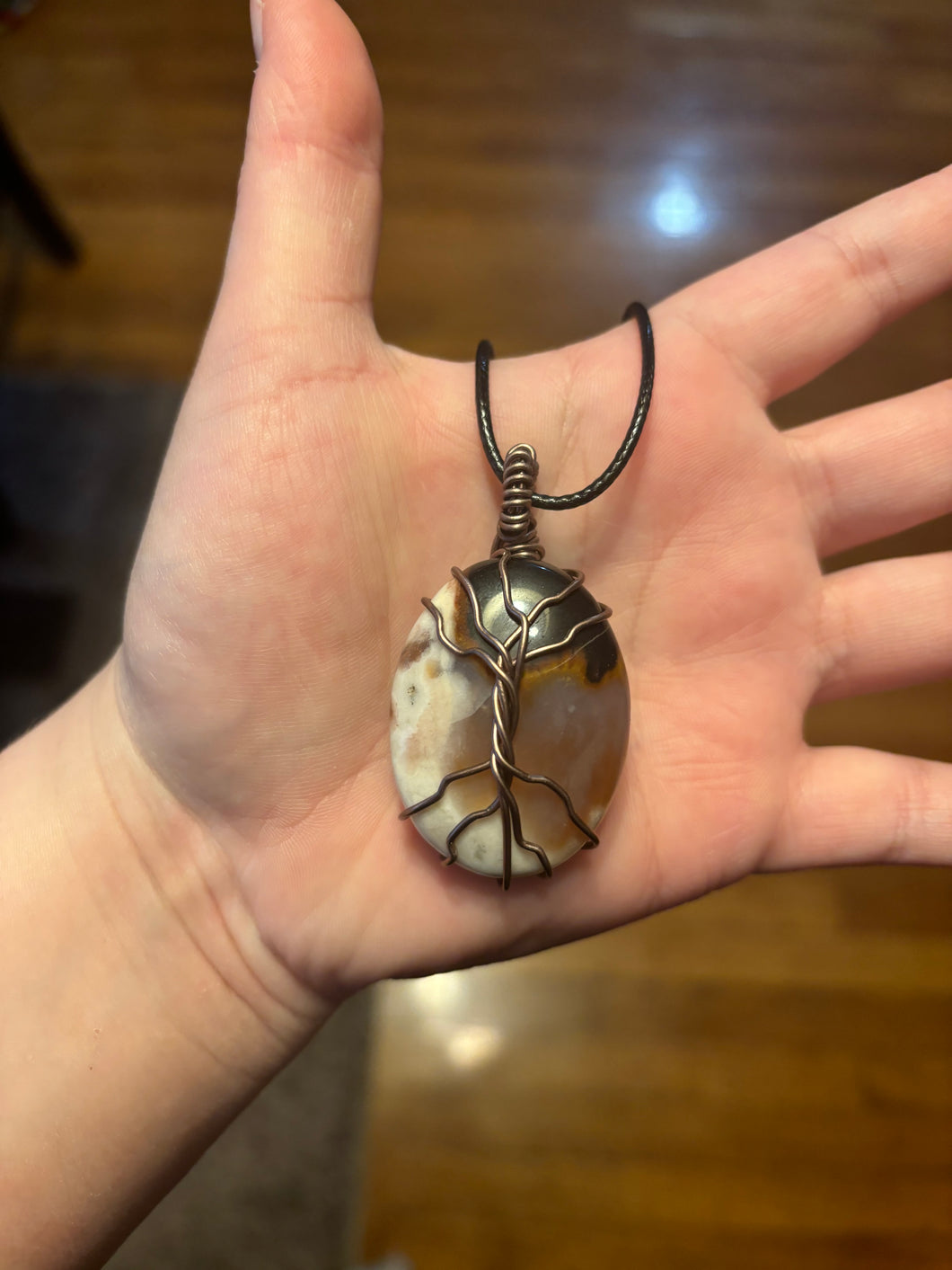 Crazy Lace Agate Tree Wire Wrapped Necklace