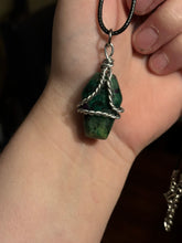 Load image into Gallery viewer, Ruby &amp; Zoisite Coffin Wire Wrapped Necklace
