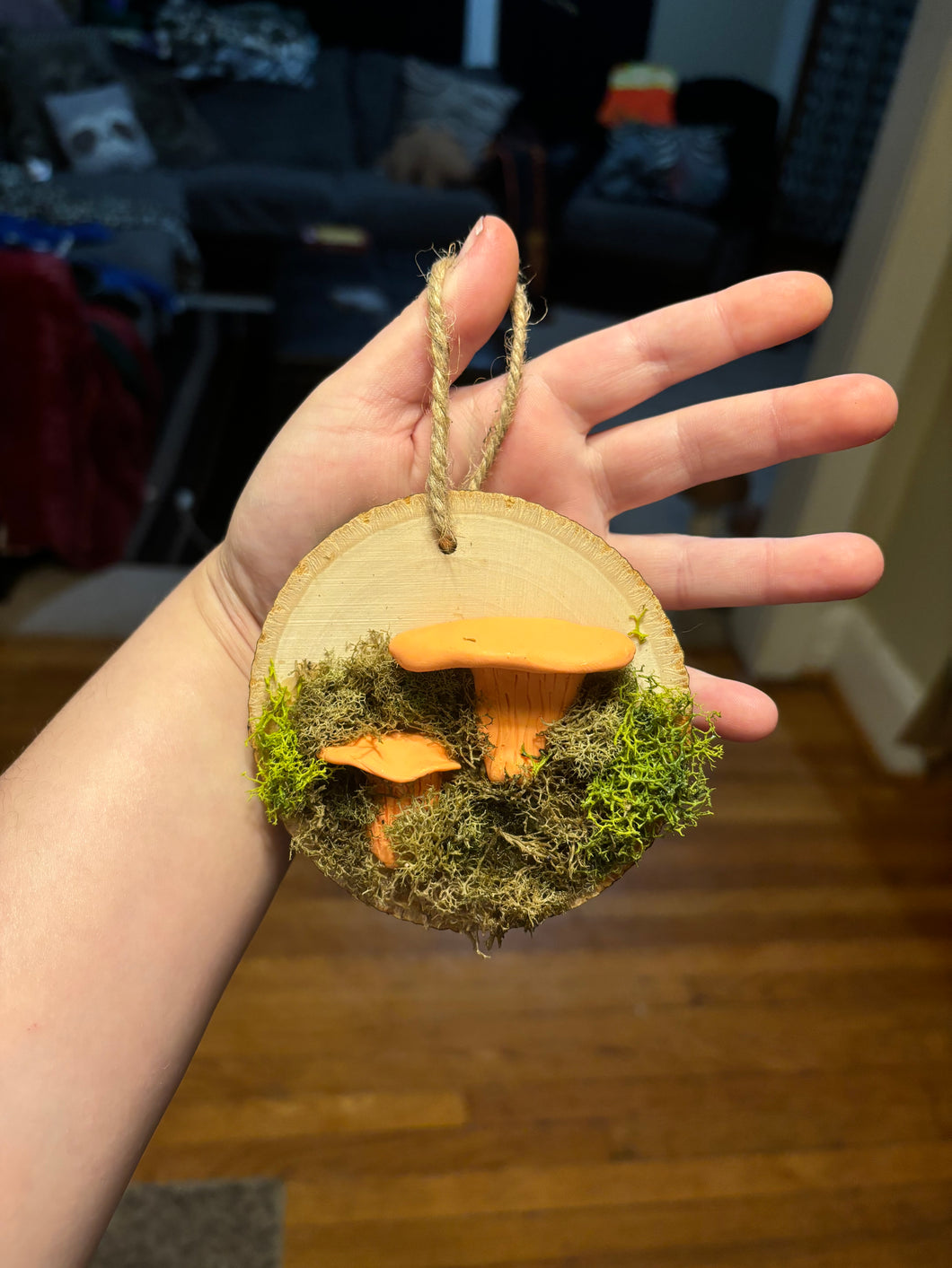 Wooden Mossy Mushroom Wall Art