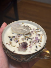 Load image into Gallery viewer, “Lavender Vanilla” Scented Teacup Crystal Candle
