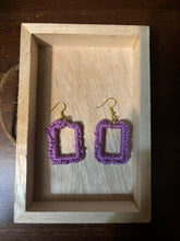 Load image into Gallery viewer, Crocheted Purple Square Dangle Earrings
