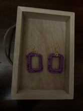 Load image into Gallery viewer, Crocheted Purple Square Dangle Earrings
