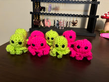 Load image into Gallery viewer, Mini Crocheted “Slime Green” &amp; “Hot Pink” Octopus Plushie
