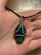 Load image into Gallery viewer, Ruby &amp; Zoisite Coffin Wire Wrapped Necklace
