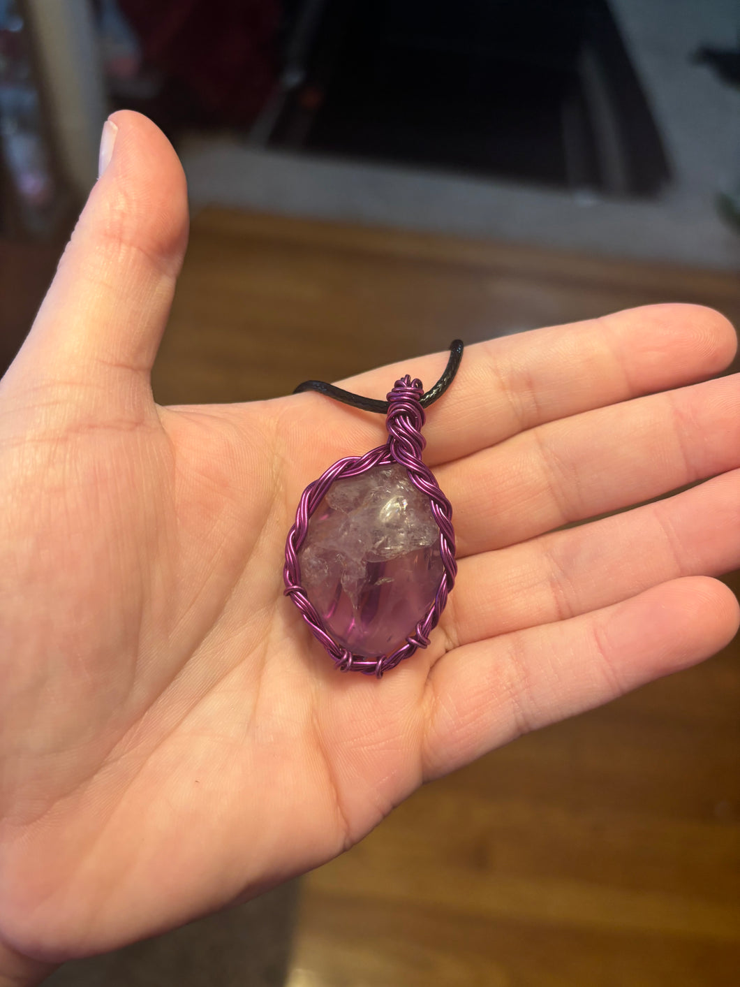 Purple Amethyst Wire Wrapped Necklace