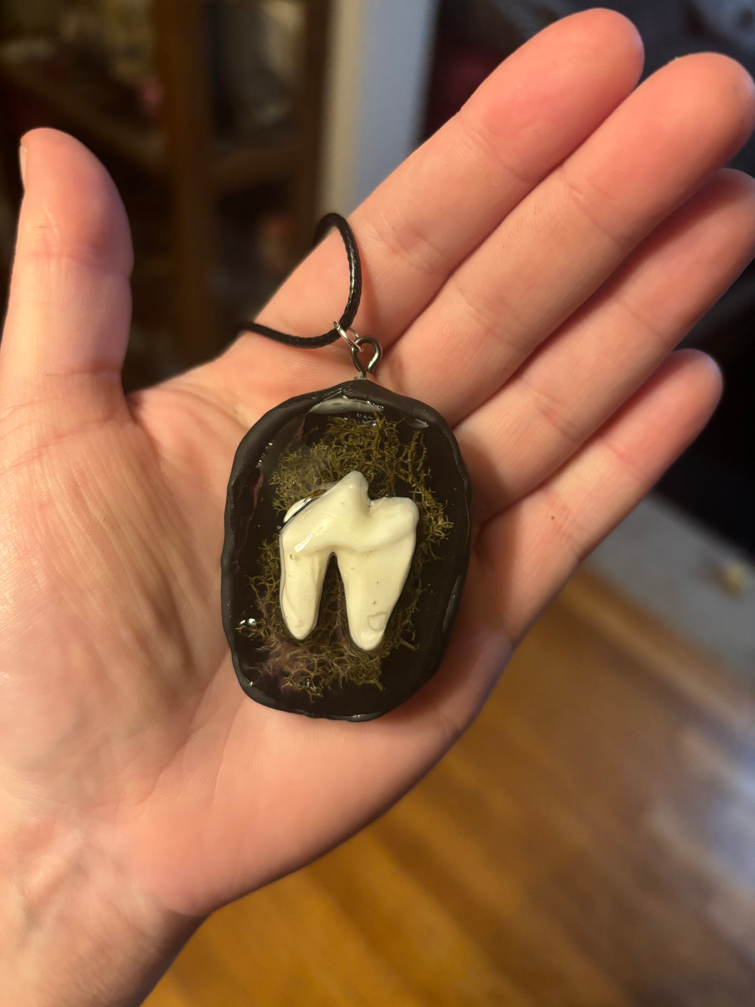 Coyote Tooth w/ Moss Necklace