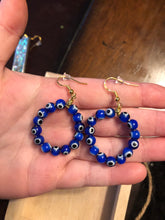 Load image into Gallery viewer, Evil Eye Bead Dangly Earrings
