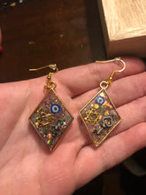 Load image into Gallery viewer, Glittery Scrapbook Style Dangly Earrings
