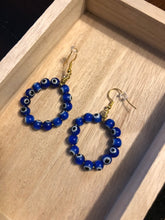 Load image into Gallery viewer, Evil Eye Bead Dangly Earrings
