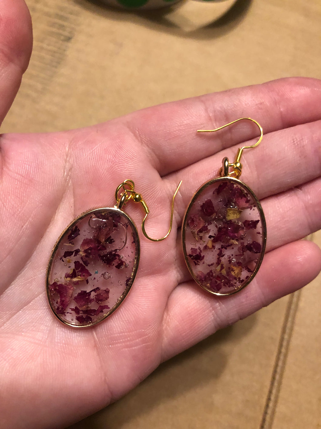 Rose Petal Dangly Earrings