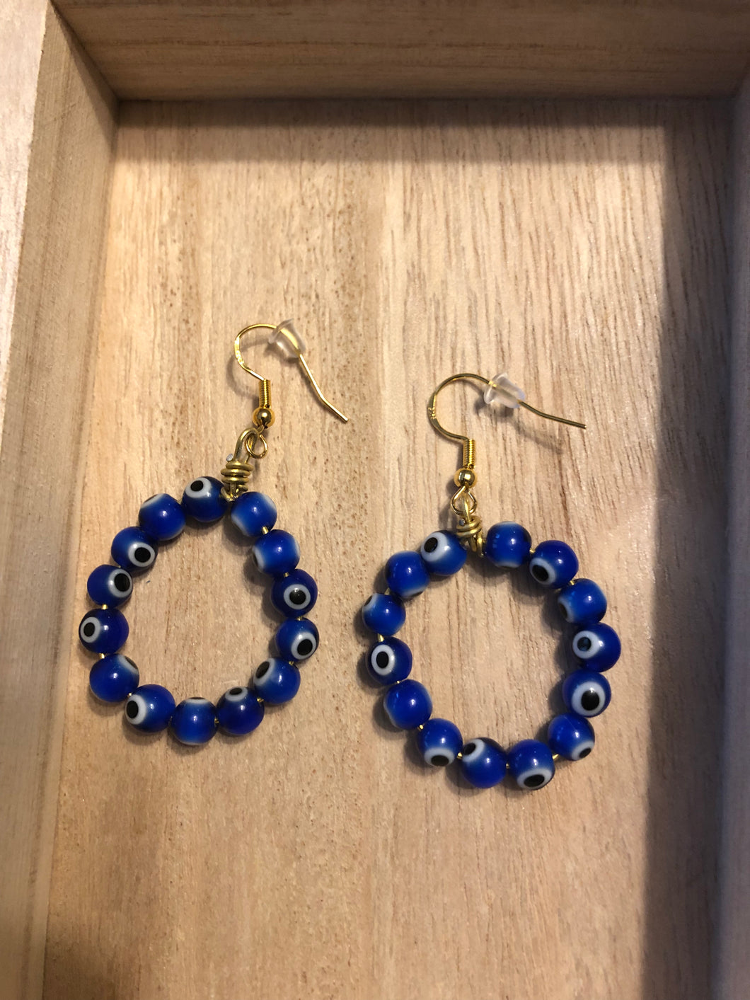 Evil Eye Bead Dangly Earrings