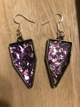 Load image into Gallery viewer, Purple Glittery Dangle Earrings
