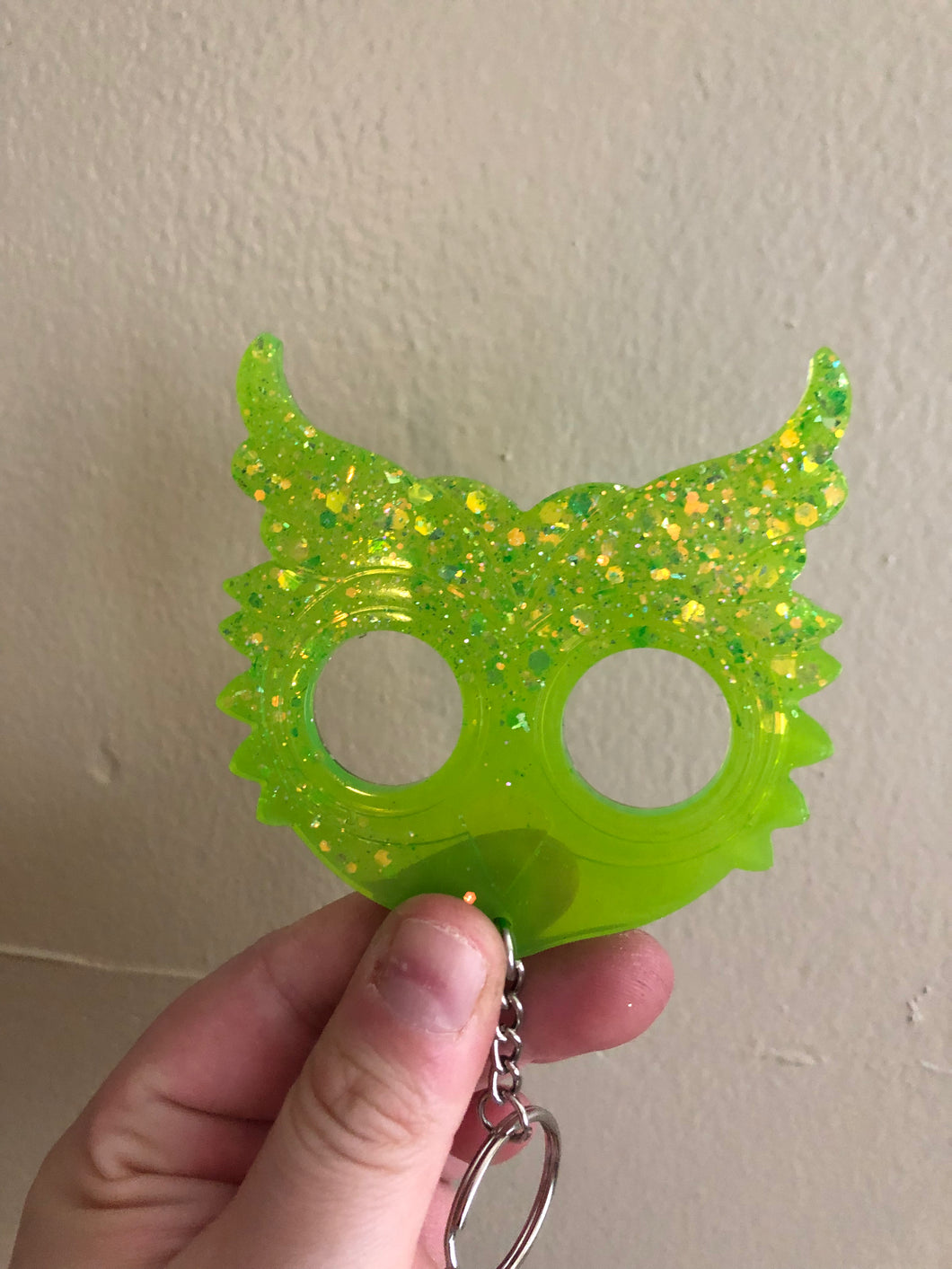 Lime Green Self Defense Owl Keychain