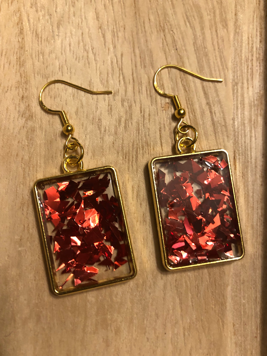 Red Glitter Dangle Earrings