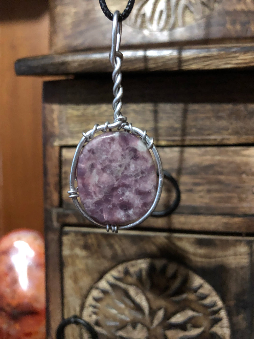 Lepidolite Wire Wrapped Necklace