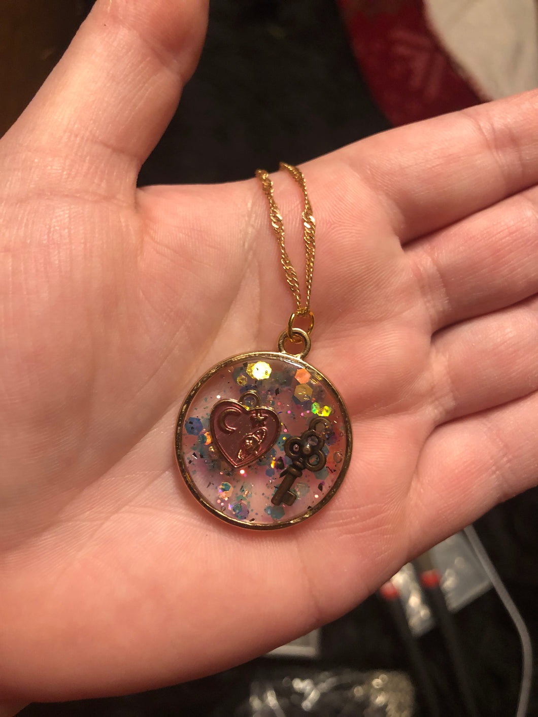 Celestial Glitter Charm Resin Necklace