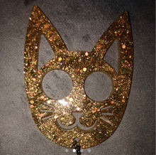 Load image into Gallery viewer, Large Golden Self Defense Cat Keychain
