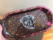 Load image into Gallery viewer, Black and Pink Floral Skull Tray
