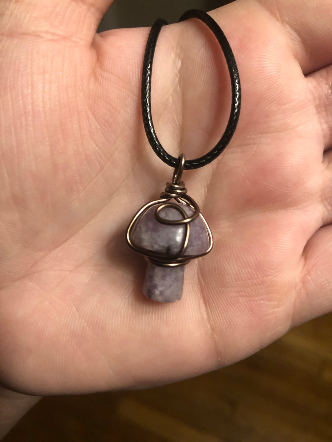 Lepidolite Crystal Mushroom Necklace