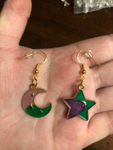 Load image into Gallery viewer, Dangly Moon &amp; Star Earrings
