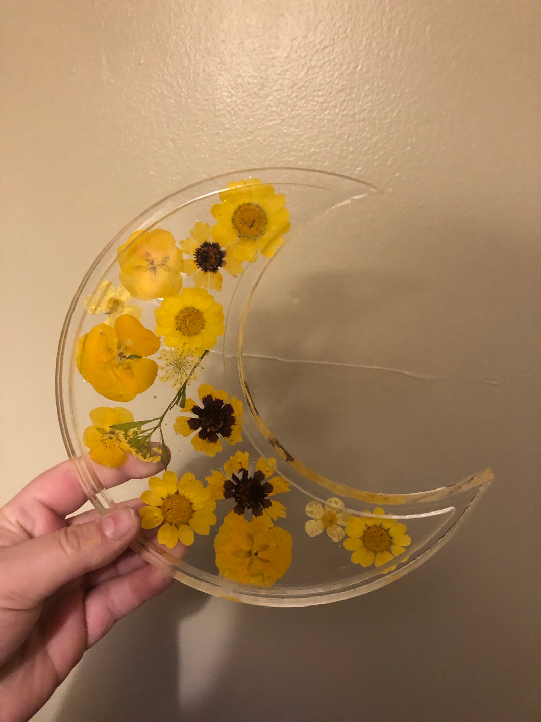 Yellow Flower Moon Shaped Tray