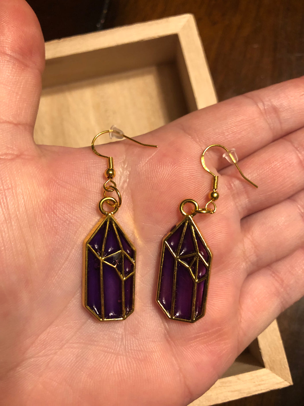 Purple Crystal Dangle Earrings