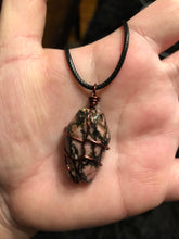 Load image into Gallery viewer, Rhodonite Coffin Wire Wrapped Necklace
