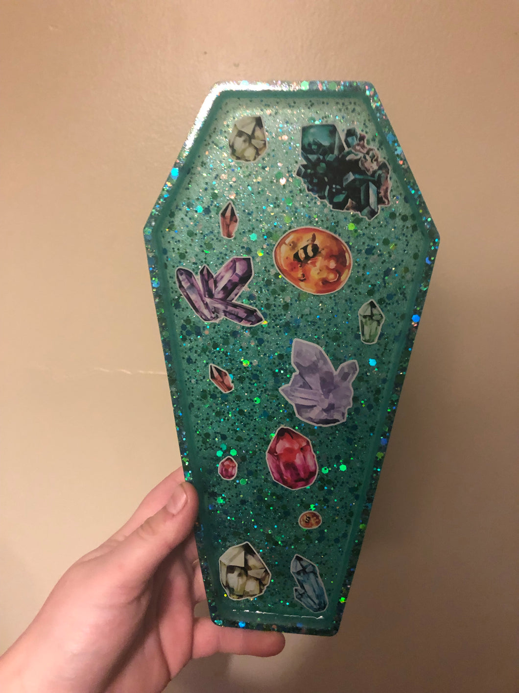 Large Blue Crystal Coffin Tray