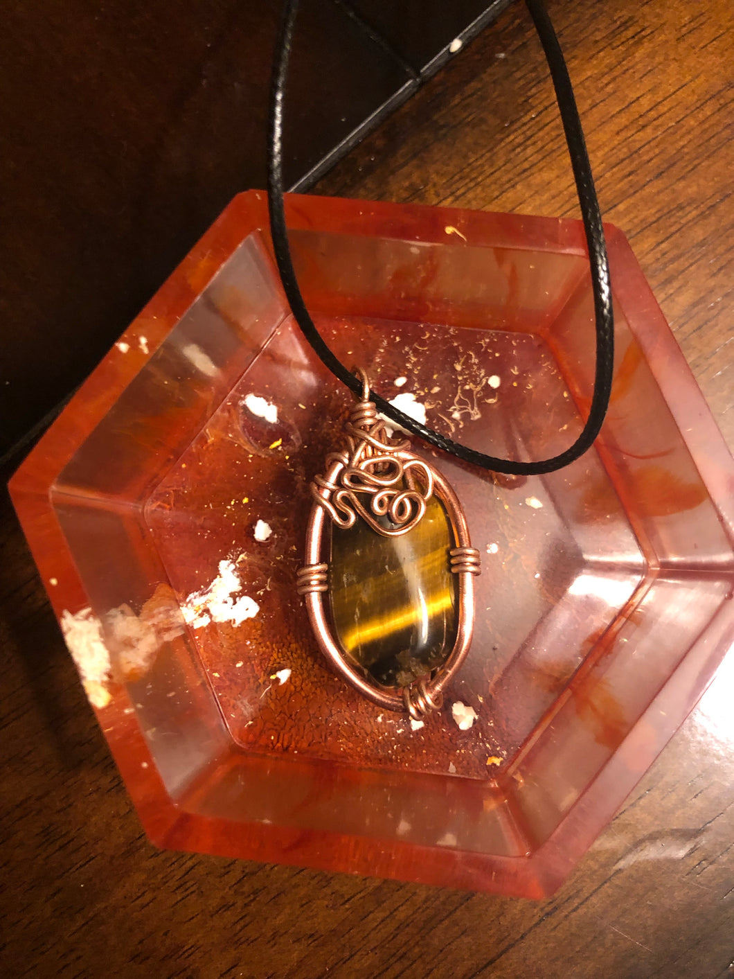 Tigers Eye Wire Wrapped Necklace