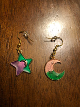 Load image into Gallery viewer, Dangly Moon &amp; Star Earrings
