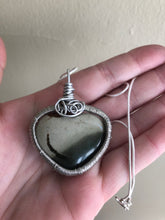 Load image into Gallery viewer, Polychrome Jasper Heart Wire Wrapped Necklace
