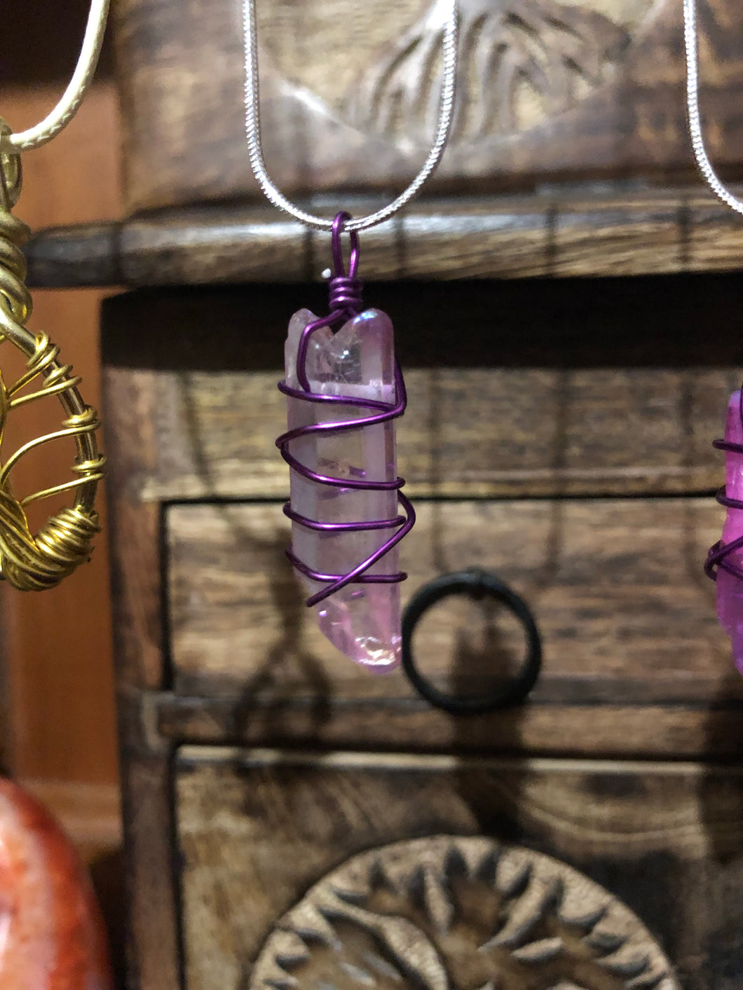 Aura Quartz Wire Wrapped Necklace