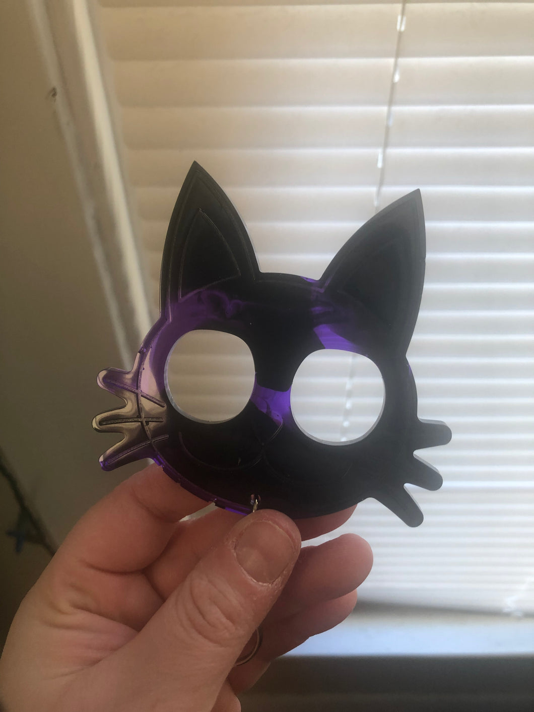 Purple & Black Self Defense Cat Keychain