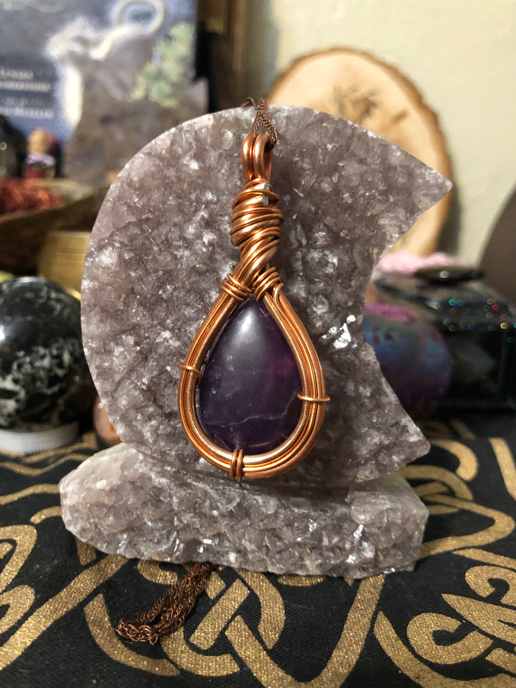 Medium Amethyst Wire Wrapped Necklace