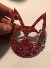 Load image into Gallery viewer, Small Red Self Defense Cat Keychain
