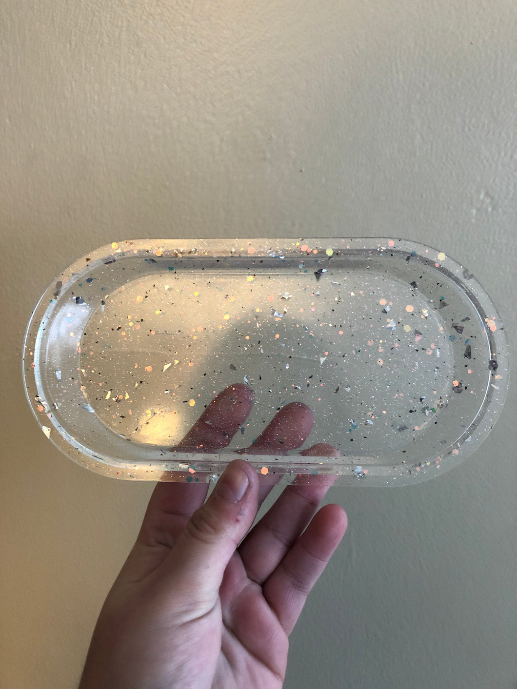 Clear Holographic Glitter Trinket Tray