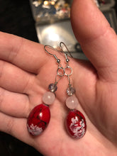 Load image into Gallery viewer, Rose Quartz Beaded Dangly Earrings
