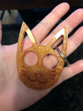 Load image into Gallery viewer, Small Copper Orange Self Defense Cat Keychain
