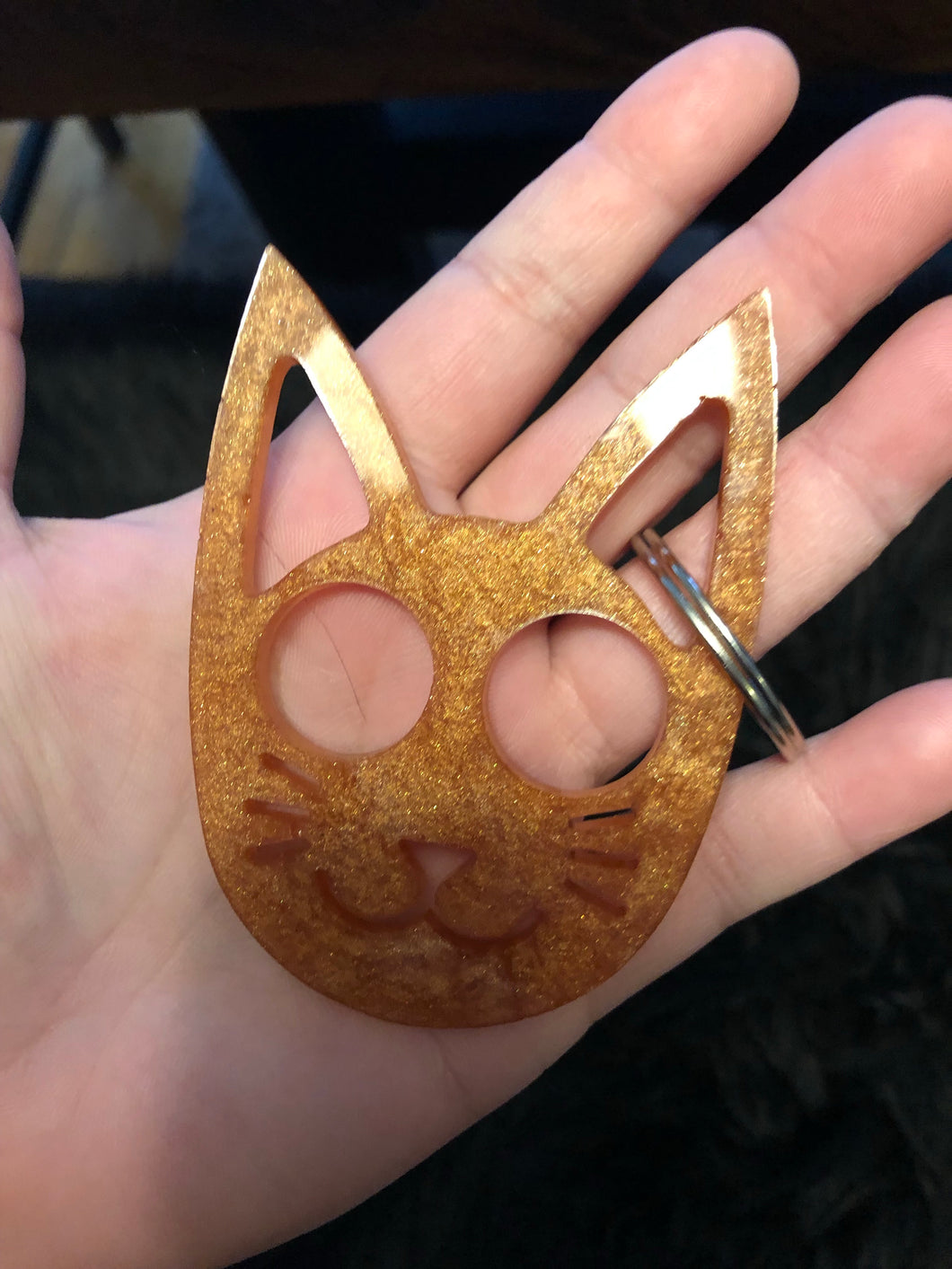 Small Copper Orange Self Defense Cat Keychain