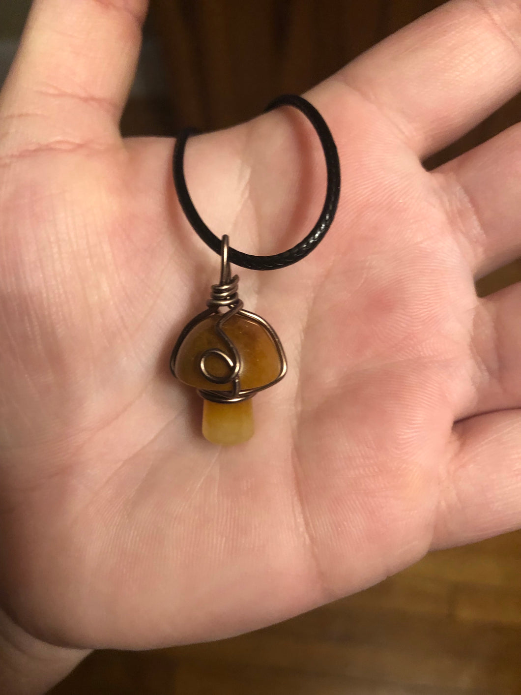 Yellow Jade Crystal Mushroom Necklace